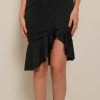 Knee-Length New Women's Dresses Pink Color One-shoulder Knotted Dress Sleeveless