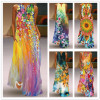 Women Casual Summer Long Dress Fashion Print Sleeveless Pocketed Lady Dress