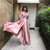 Women's Multicolored Bra V-neck Open Back Swing Vintage Gown Dress for Women