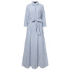 Women's Lapel Stripe Maxi Shirt Dress Casual Elegant Long Sleeve Ladies Dress