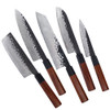 5pcs Kitchen 9Cr18Mov Fixed Blade Handmade Pattern Slicing Layer Chef Knife