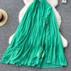 Women's Summer Slant Neck Waistless Pressed Pleated Sleeveless Sexy Dresses