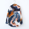 Turn Down Collar Tie Dye Print Vintage Style Satin Women's Blouses and Shirts