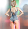Sexy Denim Overall Bodysuit Women Jumpsuit Romper Jeans Shorts Suspenders