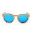 BerWer round design bamboo sunglasses with color lens and sunglasses bag and cloth