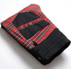 Korean Fashion Red Plaid Patchwork Punk Rivet Men Slim Jeans Trousers Skull Pant