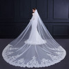 Bride Veil Chapel Wedding Veil with Sequined French Lace Sweeping Bottom Veil