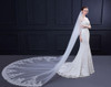 Bride Veil Chapel Wedding Veil with Sequined French Lace Sweeping Bottom Veil