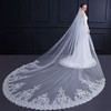 Bride Veil Chapel Wedding Veil with Sequined French Lace Sweeping Bottom Veil