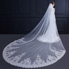 Bride Veil Chapel Wedding Veil with Sequined French Lace Sweeping Bottom Veil