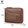 Bullcaptain RFID Men Leather Zipper Wallet Zip Around Wallet Bifold Card Holder