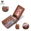 Bullcaptain RFID Men Leather Zipper Wallet Zip Around Wallet Bifold Card Holder