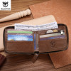 Bullcaptain RFID Men Leather Zipper Wallet Zip Around Wallet Bifold Card Holder