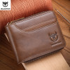 Bullcaptain RFID Men Leather Zipper Wallet Zip Around Wallet Bifold Card Holder