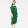 Women's Sexy Shawl Pleated Skirt Slim Fit Long Sleeve Large Wrapped Hip Dress