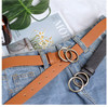 Double Ring Soft Faux Dress Waist Fashion PU Leather Women Belt for Jeans
