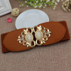 Women's Versatile Girdle Elastic Belt With Ladies Double Opal Inlaid Buckle