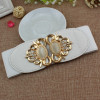 Women's Versatile Girdle Elastic Belt With Ladies Double Opal Inlaid Buckle