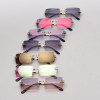 HBK Retro Vintage Men Women Tinted Small Rectangle Rimless Sunglasses
