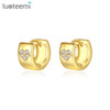 Chunky Gold Plated Tiny CZ Earing Metal 18K Woman Clip on Heart Earring Hoop