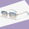 Rimless Sunglasses Men Luxury Brand square Designer Glasses Gold Alloy Frame