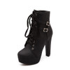 Round Toe PU Leather Platform Lace up Ankle Boot Plus Women Martin Boots