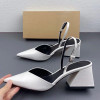 Talons Haut Sexy Escarpins White Fashion Women Closed Toe Chunky Block Heels