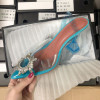 Women Shoes Silver Rhinestone Blue Purple Green Clear Heels for Women