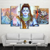 HD Printed 5 Piece Canvas Art hindu god canvas Lord shiva parvati ganesh painting