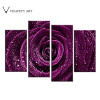 4 Pcs/Set Combined Flower Paintings Purple Rose Modern Wall Painting Canvas Wall Art Picture Unframed Canvas Painting,