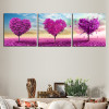 Unframed 3 sets Canvas Painting Purple Loving Heart Trees Art Cheap Picture Home Decor On Canvas Modern Wall Prints Artworks