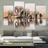 4 Pieces/sets Canvas Art Family of African Elephants-Namibia Africa Canvas Paintings Decorations For Home Wall Art Prints Canvas