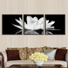 3 Pcs/Set Canvas Print Flower White Lotus In Black Wall Art Picture with Frame Modern Wall Paintings