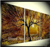 Hand Painted Abstract Home Decoration 3 Panel Browm Sun Tree Oil Painting Modern Canvas Set kitchen Wall Picture For Living Room