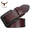 COWATHER male belt for mens high quality cow genuine leather belts 2022 strap fashion new jeans Black Buckle XF010