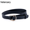 New Double Ring Round circle Buckle gold Ladies PU Leather Belt thin Fashion Wild Personality Knotted Decorative Belts For Women