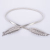 gold silvery leaf shape Wedding designer Elastic belts for women girl,Stretch Skinny Waist Belt Cummerbunds metal female belt