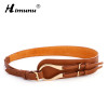 HIMUNU Brands Genuine Leather Cowskin Belts for Women Alloy Buckle Embossed Leather Cummerbunds Buckle Versatile Women's Girdle