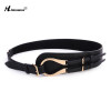 HIMUNU Brands Genuine Leather Cowskin Belts for Women Alloy Buckle Embossed Leather Cummerbunds Buckle Versatile Women's Girdle