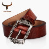 COWATHER 2017 cow genuine leather belts for Women luxury strap female belt Cashew flowers high quality pin buckle 3.2cm XF022