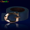 ChenKe Brand Designer Belts for Women, Fashion Letter Smooth Buckle Belts Women Men, Luxury Leather Belts for Unisex