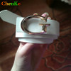 ChenKe Brand Designer Belts for Women, Fashion Letter Smooth Buckle Belts Women Men, Luxury Leather Belts for Unisex