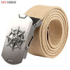 2018 Fashion 3D Skull Men's Canvas Belt Tactical Military Equipment Belt For Men Canvas Ceinture Wide Strap Strong Buckle Belts