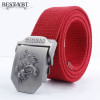 Best YBT Real Striped Adult casual Fashion Unisex tiger Leather Belt Canvas Belt Man Alloy Automatic Buckle Strap Knitted Belt