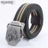 Best YBT Real Striped Adult casual Fashion Unisex tiger Leather Belt Canvas Belt Man Alloy Automatic Buckle Strap Knitted Belt