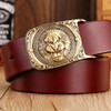 2018 new hot designer belts men high quality solid brass buckle luxury 100% real full grain genuine leather lion ceintures eagle