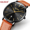 OLEVS Men's Calendar Watches Luxury Brand Water resistant Sports Wristwatch Casual Fashion Leather Ultra thin Watch Quartz Male 