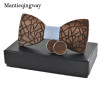 Mantieqingway Men's Wood Bowtie Cufflinks Set Brand Business Wooden Bow Tie Neckties Cuff Links for Wedding Groom