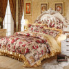 Flower Europe jacquard satin cotton bedding set queen king size 4pc or 6pcs bed set (duvet cover +quilted bedspread+pillowcases)