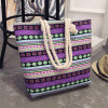 2017 New Summer Women Canvas bohemian style striped Shoulder Beach Bag Female Casual Tote Shopping Big Bag floral Messenger Bags